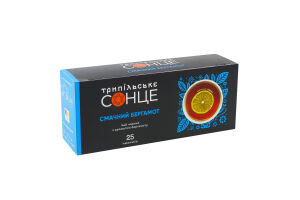 Чай чорний байховий дрібний ароматизований фасований Смачний бергамот Трипільське Сонце к/у 25х1.5г