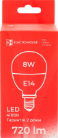 Лампа світлодіодна LED куля E14 4100K 8W P45 Electro House