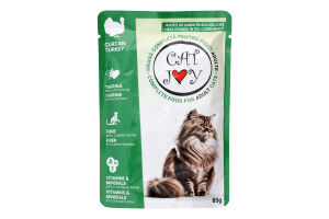 Корм вологий повнораціонний для дорослих котів з індичкою в соусі Cat Joy д/п 85г