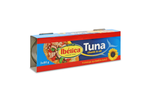 Тунець цілий в олії 3*80г ж/б з ключем Iberica