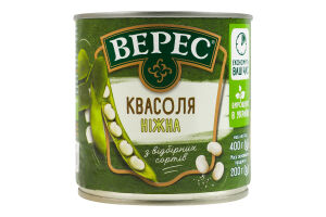 Фасоль отварная стерилизованная Нежная Верес ж/б 400г
