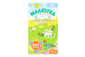 Харчування дитяче д/дітей від 4міс на молочно-зерновій основі з пребіотиком З вівсяним борошном Малютка Premium к/у 300г