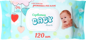 Серветки вологі дит. BABY 120 шт. з клапаном