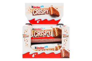 Вафли с какао-ореховой, молочной и какао-молочной начинками покрытые молочным шоколадом Crispy Kinder м/у 34г