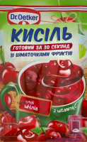 Кисель быстрого приготовления с кусочками фруктов со вкусом вишни с добавлением витамина С Dr.Oetker м/у 31.5г