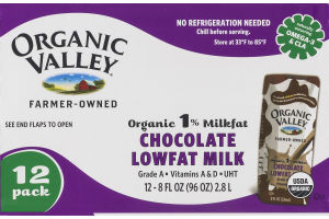 Organic Valley Chocolate Lowfat Milk 1% - 12 PK