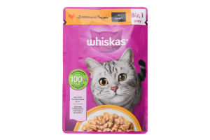 Корм консервований повнораціонний для дорослих котів З домашньою птицею в соусі Whiskas д/п 85г