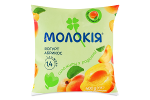Йогурт 1.4% питний Абрикос Молокія м/у 400г