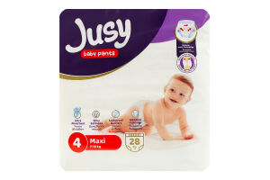 Трусики-подгузники для детей 7-18кг 4 Maxi Jusy 28шт