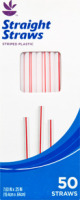 Ahold Striped Plastic Straight Straws - 50 CT