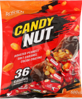 Цукерки глазуровані м'яка карамель з арахісом Candy nut Roshen м/у 500г