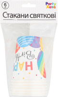 Стакан паперовий Хеппі Бьоздей 250мл з кульками 6шт 1502-5770 Паті Хата