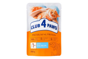 Корм сухой полнорационый для взрослых кошек с лососем Premium Club 4 Paws д/п 300г