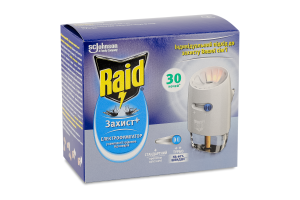 Електрофумігатор + рідина проти комарів 30 ночей Захист+ Raid 2шт