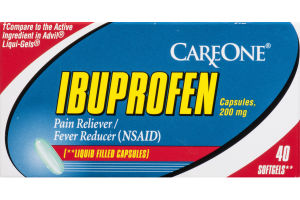 CareOne Ibuprofen Pain Reliever/Fever Reducer 200mg Softgels- 40 CT