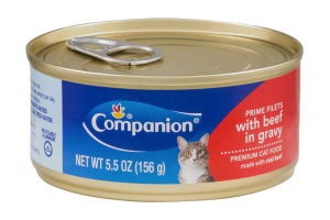 Companion Premium Cat Food Prime Filets with Beef in Gravy 5.5 OZ