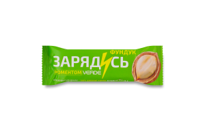 Батончик з вітаміном В12, фундуком та чорним шоколадом з підсолоджувачами Зарядись моментом Verde м/у 30г