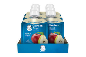 Пюре фруктовое для детей от 6мес пастеризованное витаминизированное Яблоко-груша Gerber д/п 90г