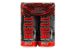 Напиток энергетический безалкогольный газированный кофеиносодержащий со вкусом яблока и тутти-фрутти Hell к/у 4х250мл