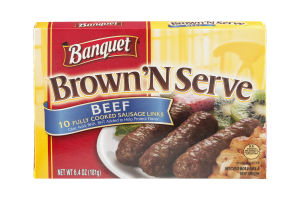 Banquet Brown 'N Serve Fully Cooked Beef Sausage Links - 10 CT