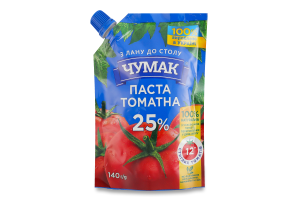Паста томатная 25% пастеризованная Чумак д/п 140г