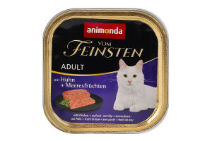 Корм консервированный полноценный для взрослых котов с курицей и морепродуктами Vom Feinsten Animonda лоток 100г