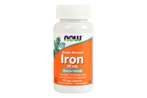 Добавка диетическая веганские капсулы 36мг Железо Now 90шт