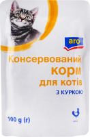 Корм консервований для котів з куркою Aro д/п 100г