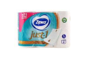 Папір туалетний 5-ти шаровий Just 1 Zewa 6шт