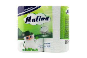 Туал. папір Maliva 4 рул. по 130 арк., 17 м, 3-х шар. Альпійський И985 (Болгарія)