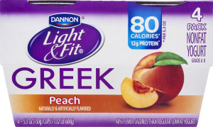 Dannon Light & Fit Greek Nonfat Yogurt Peach - 4 CT