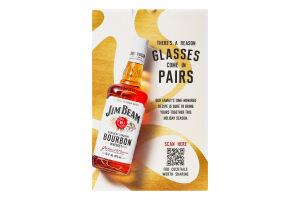 Набор Бурбон 0.7л 40% White + 2 стакана Jim Beam к/у 3шт