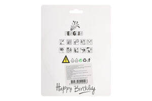 Свічка-топер срібло 8х8.5см №KYYW154 Happy Birthday Fenglin 1шт