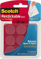 Scotch Restickable Dots For Mounting Clear - 18 CT