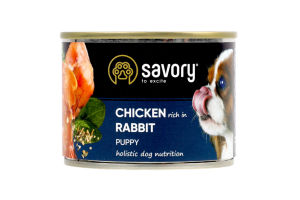 Корм консервированный Chicken&Rabbit Puppy Savory ж/б 200г