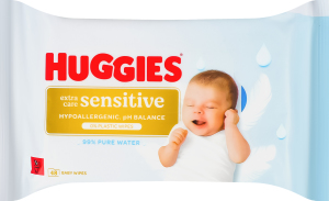 Салфетки влажные детские Sensitive Extra care Huggies 48шт
