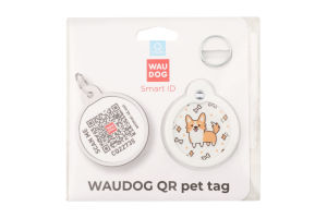 Адресник д/собак та котів Smart ID Коргі з QR паспортом метал коло d30мм WauDog
