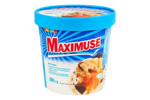 Морозиво 12% зі смакоароматичним наповнювачем крихтами кондитерської глазурі та печива Maximuse Карамель Laska ст 300г