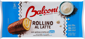 Рулет бисквитный с молочной начинкой и какао-глазурью Rollino al latte Balconi м/у 6х37г