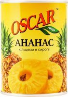 Ананас кольцами в сиропе Oscar foods ж/б 565г
