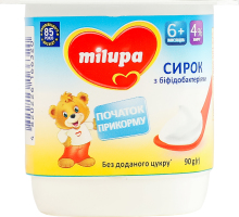 Сирок 4% з біфідобактеріями для дітей від 6міс Натуральний Milupa ст 90г