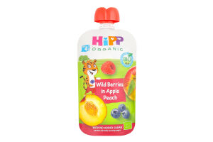Пюре фруктовое для детей от 4мес Яблоко-персик-черника-малина Hippis Organic Hipp д/п 100г