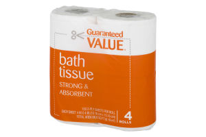 Guaranteed Value Bath Tissue Strong & Absorbent - 4 CT