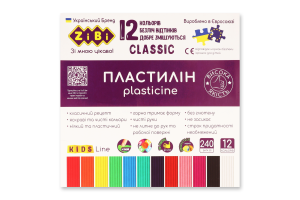 Пластилін Кідс Лайн Класік 12кольорів 240г ZB.6233 Зібі