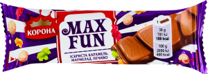Шоколад молочный с мармеладом, печеньем и искрящейся карамелью Max Fun Корона м/у 38г