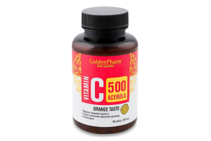 Добавка дієтична зі смаком апельсину Ацерола 500 Вітамін С Golden pharm 100шт