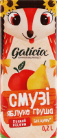 Сок с мякотью из смеси фруктов стерилизованный Смузи яблоко-груша Galicia т/п 0.2л