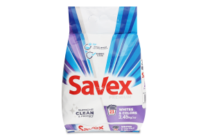 Засіб миючий порошкоподібний для автоматичного прання Whites&Colors Premium Savex 3.45кг