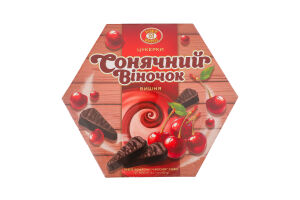 Цукерки Сонячний віночок Вишня 430г Бісквіт-шоколад