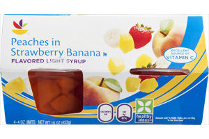 Ahold Peaches in Strawberry Banana Flavored Light Syrup - 4 CT